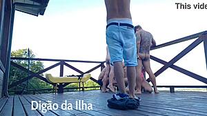 fat redhead bangs in balcony orgy