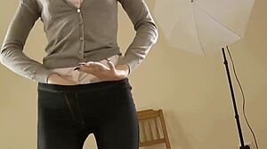 teen gets cumsprayed by geezer in stockings