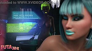 Horny Blue Hair Bitch Craves Sucking Futa Cock Deep