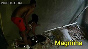 Skinny teen enters big black cock in abandoned favela house until he cums!