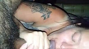 wife sucking huge dick in intriguing contrast with husband watching