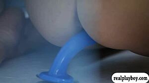 Two Glamour Babes Intensely Fucking Blue Dildo