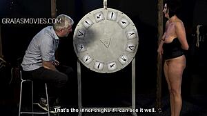 Amazing milf with red stripes on her big boobs from brutal whipping