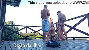 fat redhead bangs in balcony orgy