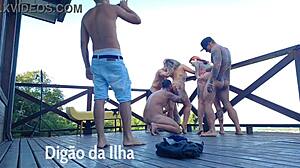 fat redhead bangs in balcony orgy