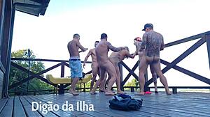 fat redhead bangs in balcony orgy