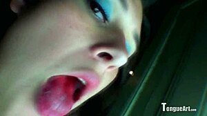 Sophia D Teases with Her Wet Tongue and Spit Play