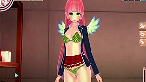 Pink hair girl's first time!