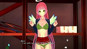 Pink hair girl's first time!