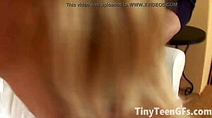 sexy blonde teen teases with skilled handjob touch