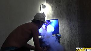 In the gay group party, they have a banging session featuring double end dumps