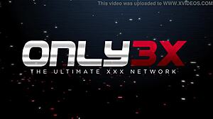 Jasmine Webb stars in a threesome with natural boobs and facial.