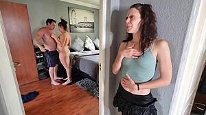 Friend spies on couple fucking while touching herself! 😏