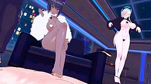 asuna and karin in steamy mmd anime action