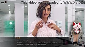 sexy secretary with huge tits in office upskirt fun