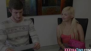 Hey, can this petite teen handle a massive cock with her tiny mouth?