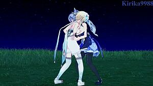Lumine, Keqing, And Mona Have Intense Lesbian And Futanari Sex