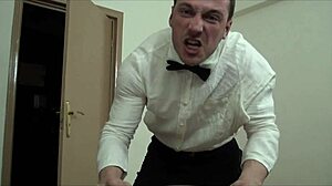 muscular waiter hulk masturbates