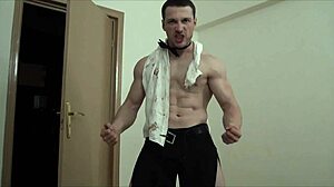 muscular waiter hulk masturbates