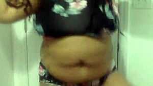 Big Tit Ebony Milf Dances In Bathroom