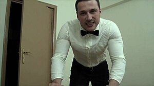 muscular waiter hulk masturbates