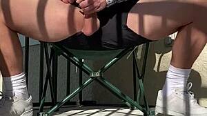 Frat Guy Strokes Huge Cock Outdoors