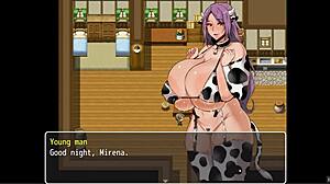 hey, in this hentai game ep 1, asian brunette milf in cosplay milks massive cowgirl tits outdoors.