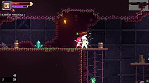 scarlet maiden explores gloryhole with futanari blowjob in caves.