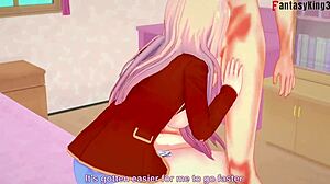 Honami Ichinose blowjob and footwork in fantasy hentai