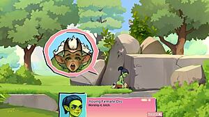 horny orc girl face-sits lucky boy in game?