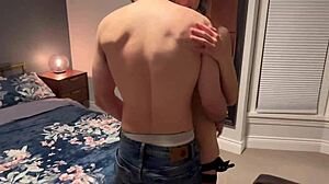 husband restrains wife before sharing her with friend for double creampie