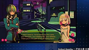 in this hentai game, chainsaw girl dohna dohna performs stylish blowjob and fights with chains