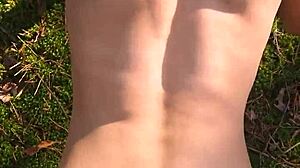 perfect body girl gets cum in ass outdoor creampie