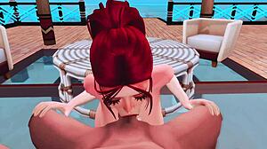Perverted mermaid gives deep throat blowjob to huge BBC in POV Sims 4 cosplay.