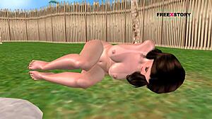 i'm obsessed with this cute 3d cartoon girl using a cucumber.