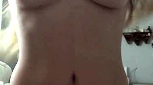 This 18yo blonde teen amateur teases with amazing body and vibrates her pink pussy