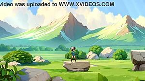 horny orc girl face-sits lucky boy in game?