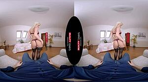 time to seal the deal with this blonde babe in stockings