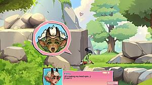 horny orc girl face-sits lucky boy in game?