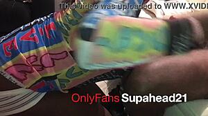 A young trade in skinnies engages in suggestive sucking of a big dick, featuring close-up face fucking and rough deepthroat action