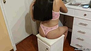 spying on my stepsis in her room, real blackmail to bang her hard 😏