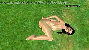 i'm obsessed with this cute 3d cartoon girl using a cucumber.