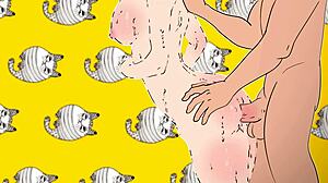 Naked Ender Chan poses for a picture of her bulging ass and tits in Minecraft hentai parody