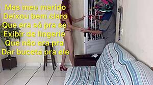 husband tells wife to give blowjob to delivery guy in just panties