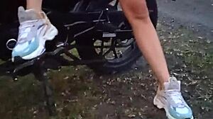 Latina amateur shows her big tits and pussy outdoors