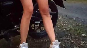 Latina amateur shows her big tits and pussy outdoors