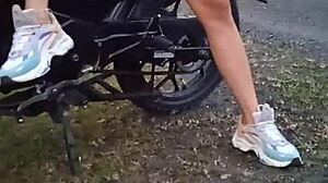 Latina amateur shows her big tits and pussy outdoors