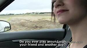 Small-Tittied Teen Fucks in Public Car