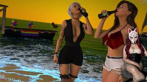 Шаги разврата 31 с сексуальными девками на общественном пляже