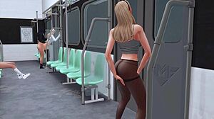 trans mistress lures stepdaughter into intense subway sex in anime hentai